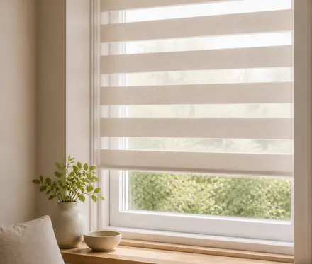 Day & night blinds fitted in a warm domestic room